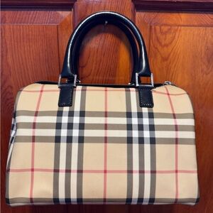 Burberry Tan and Black Plaid Speedy  Satchel